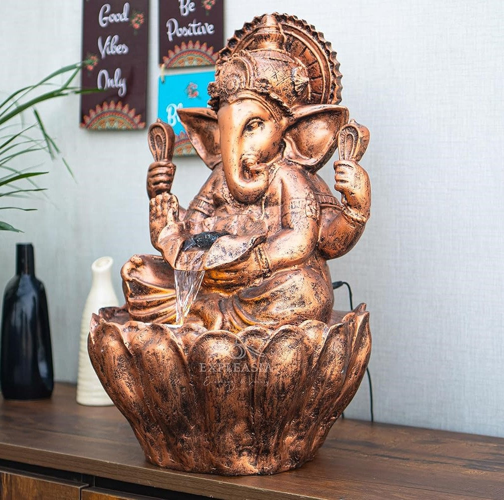 Table Top 2ft Lotus Ganesha Water Fountain for Home, Indoor Water Fountain, Water Fountain for Home vastu, Ganesha Fountain for Home décor Waterfall