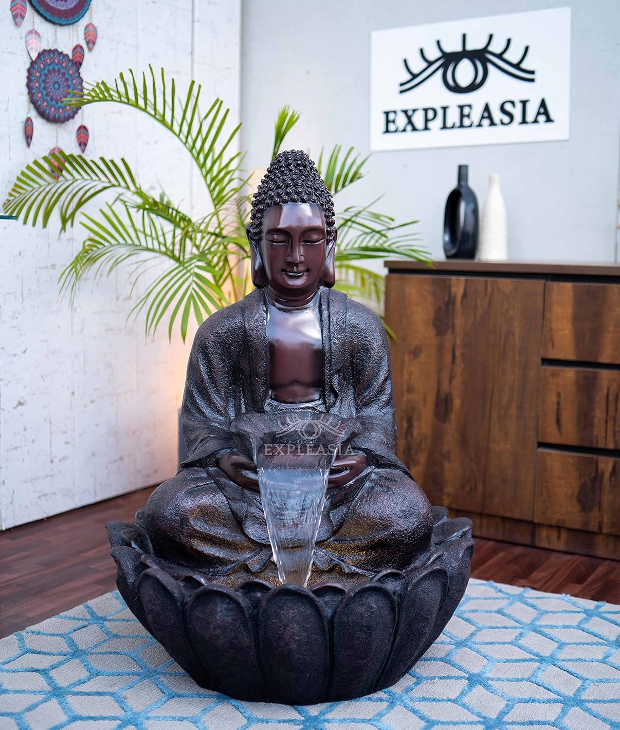 Lotus Buddha Water Fountain for Home, Indoor Fountain Big Size, for Garden, Home vastu, Buddha Fountain with electrcials Warranty, 3 feet