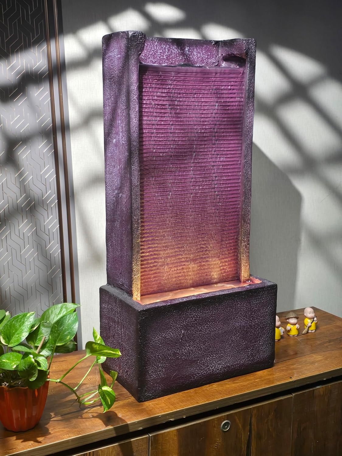 Medium Size Table Top Leaf Slate Water Fall Water Fountain for Home, Office, Garden | Housewarming Item |Water Fountain Indoor Home Decor