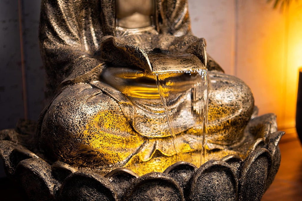 Lotus Buddha Water Fountain for Home, Indoor Fountain Big Size, for Garden, Home vastu, Buddha Fountain with electrcials Warranty, 3 feet
