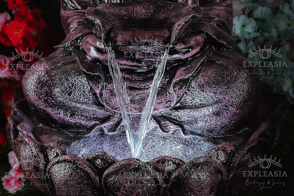 Lotus Buddha Water Fountain for Home, Indoor Fountain Big Size, for Garden, Home vastu, Buddha Fountain with electrcials Warranty, 3 feet