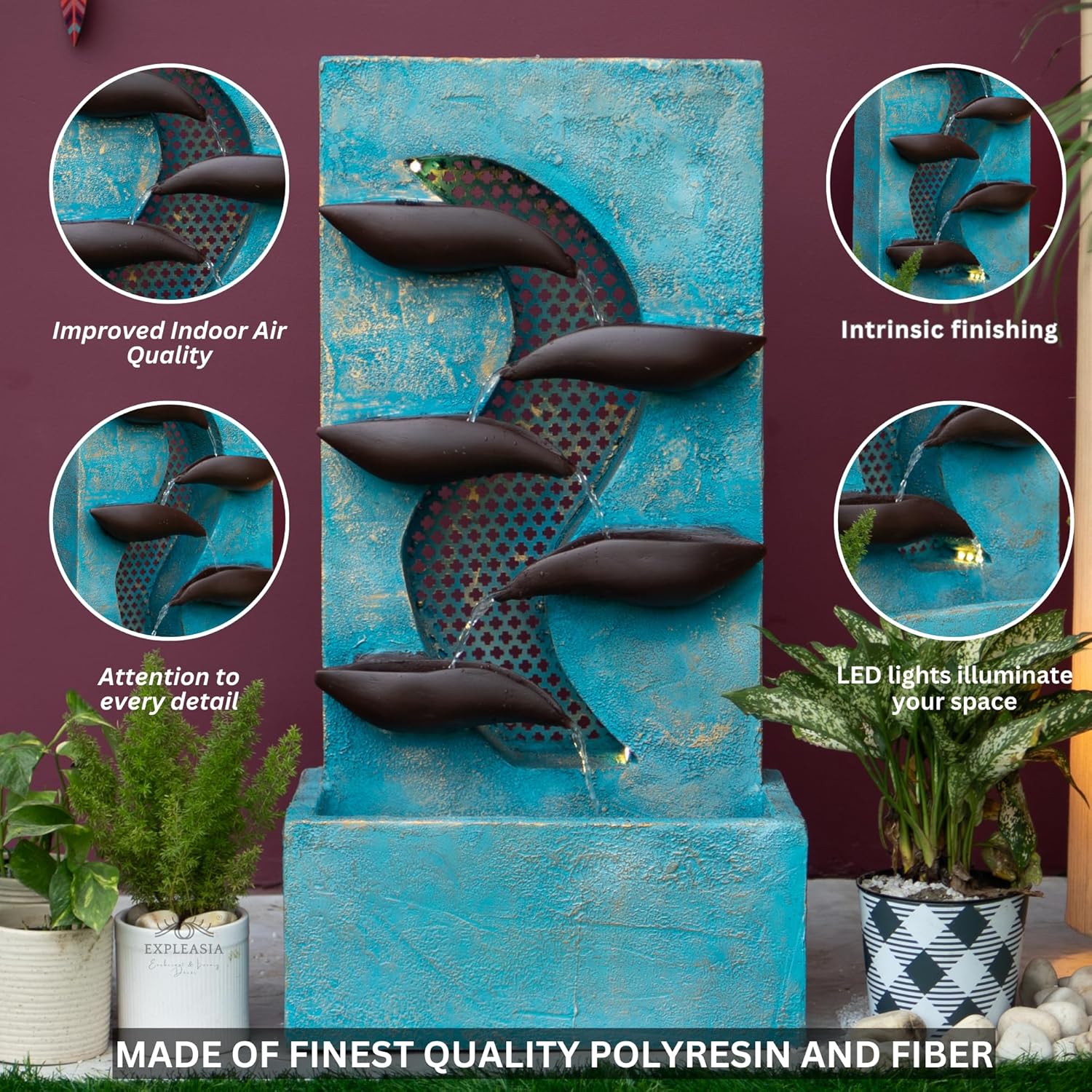 Contemporary Leaf Indoor Water Fountain, Water Fountain for Home, Water Fountain for Home and Office