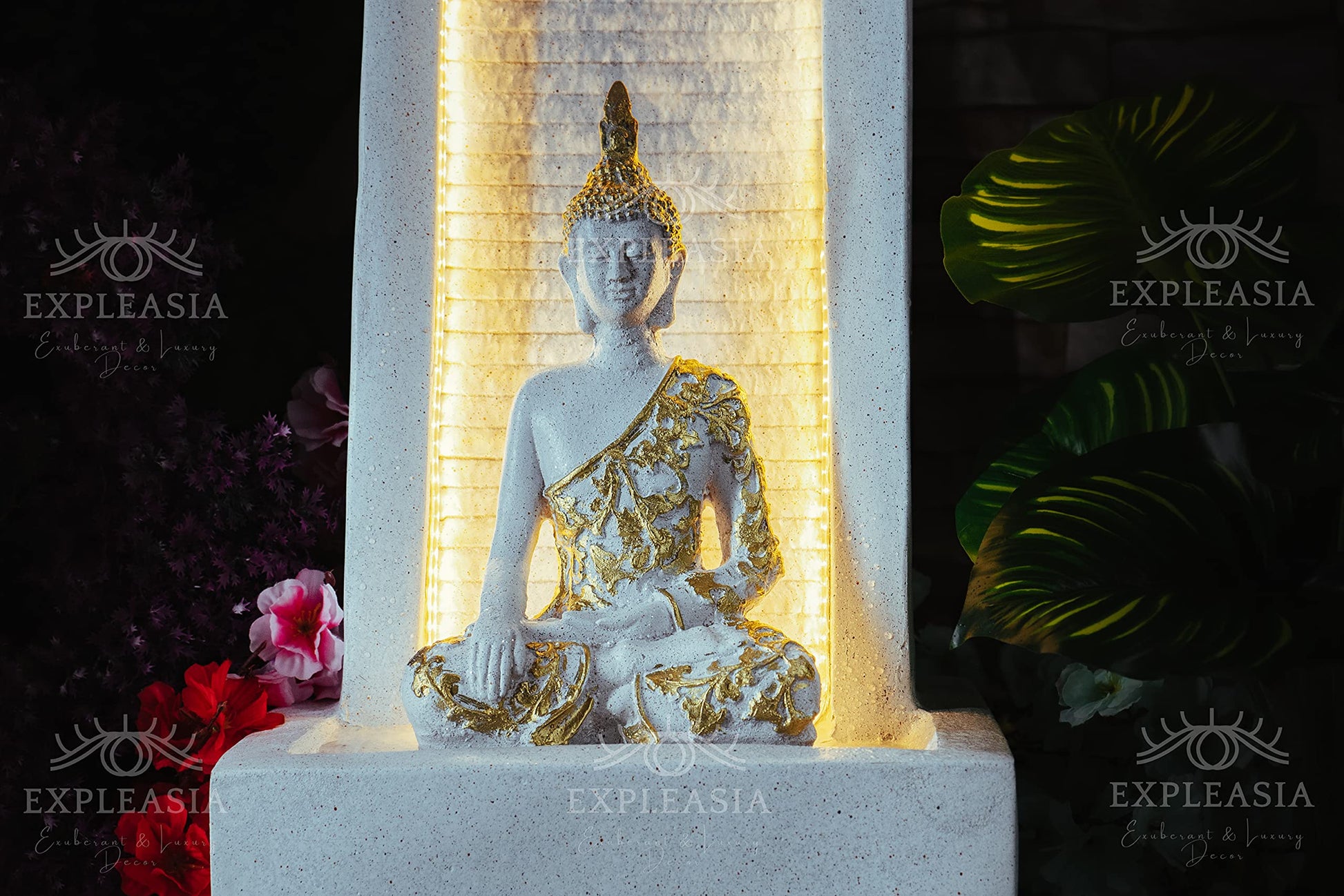 Curve Slate Buddha Water Fountain for Home, Office, Garden | Housewarming Item |Water Fountain Indoor Home Decor