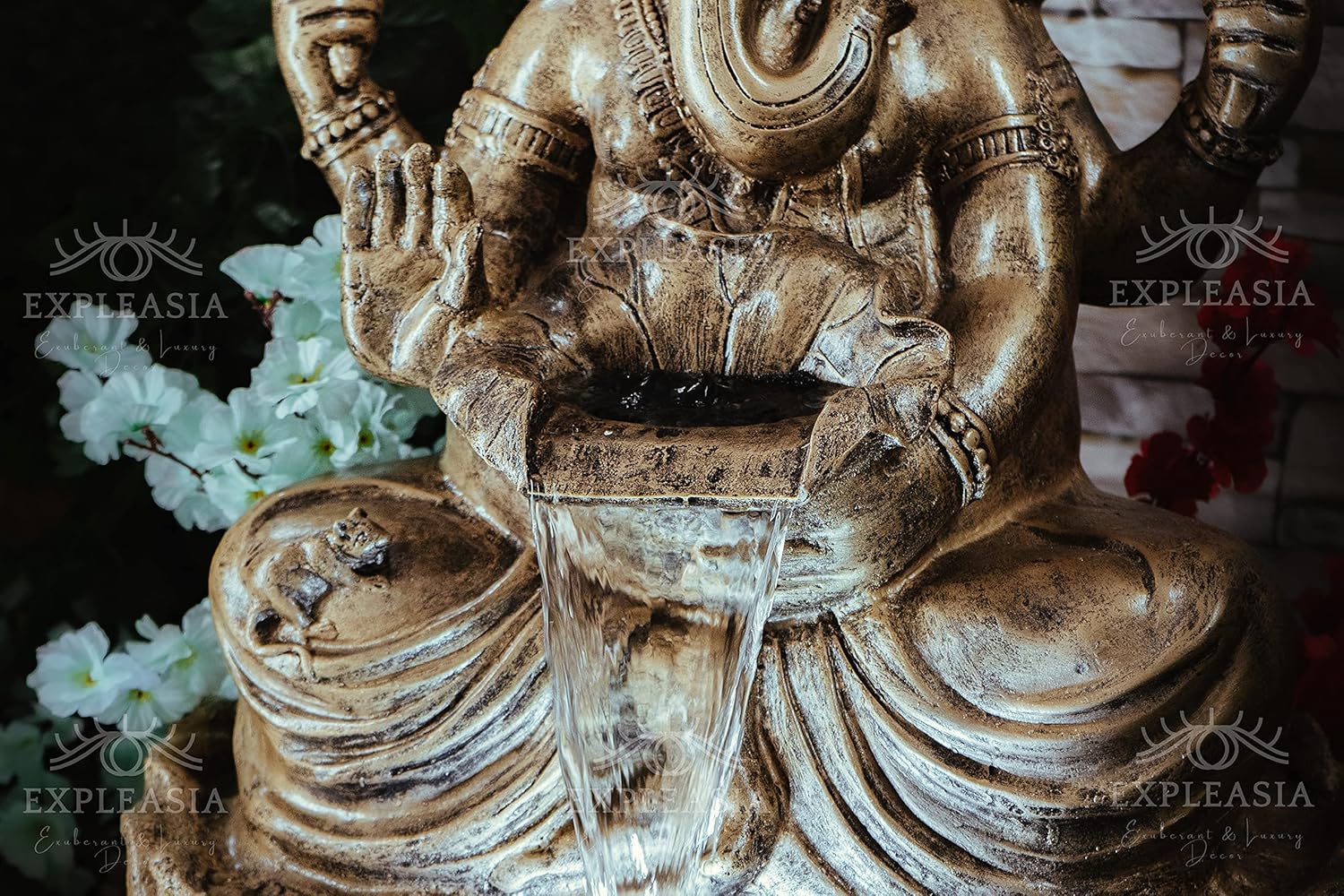 3 Feet Lotus Ganesha Water Fountain for Home, Living Room, Garden, Offices, Big Size Fountain