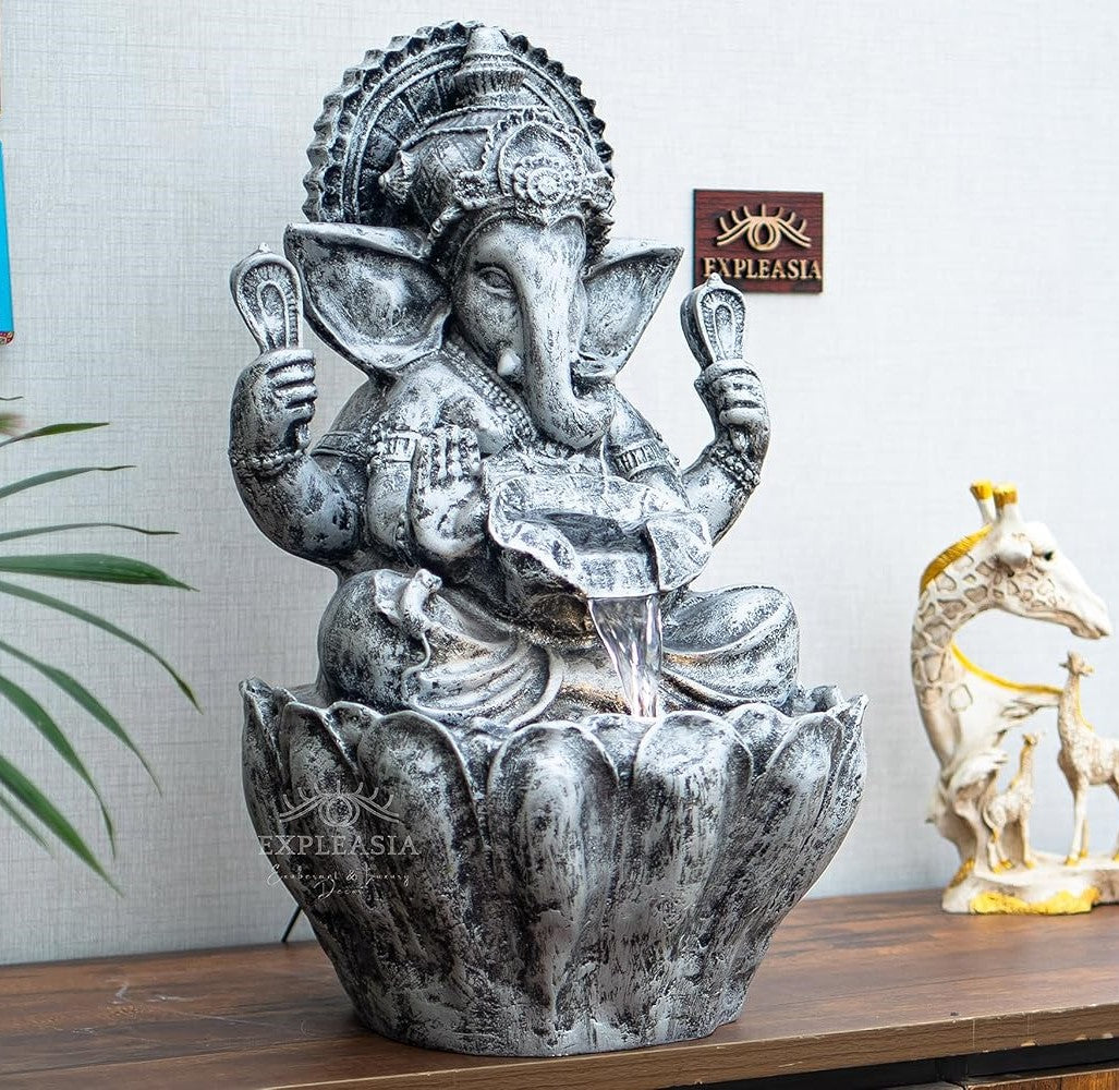 Table Top 2ft Lotus Ganesha Water Fountain for Home, Indoor Water Fountain, Water Fountain for Home vastu, Ganesha Fountain for Home décor Waterfall