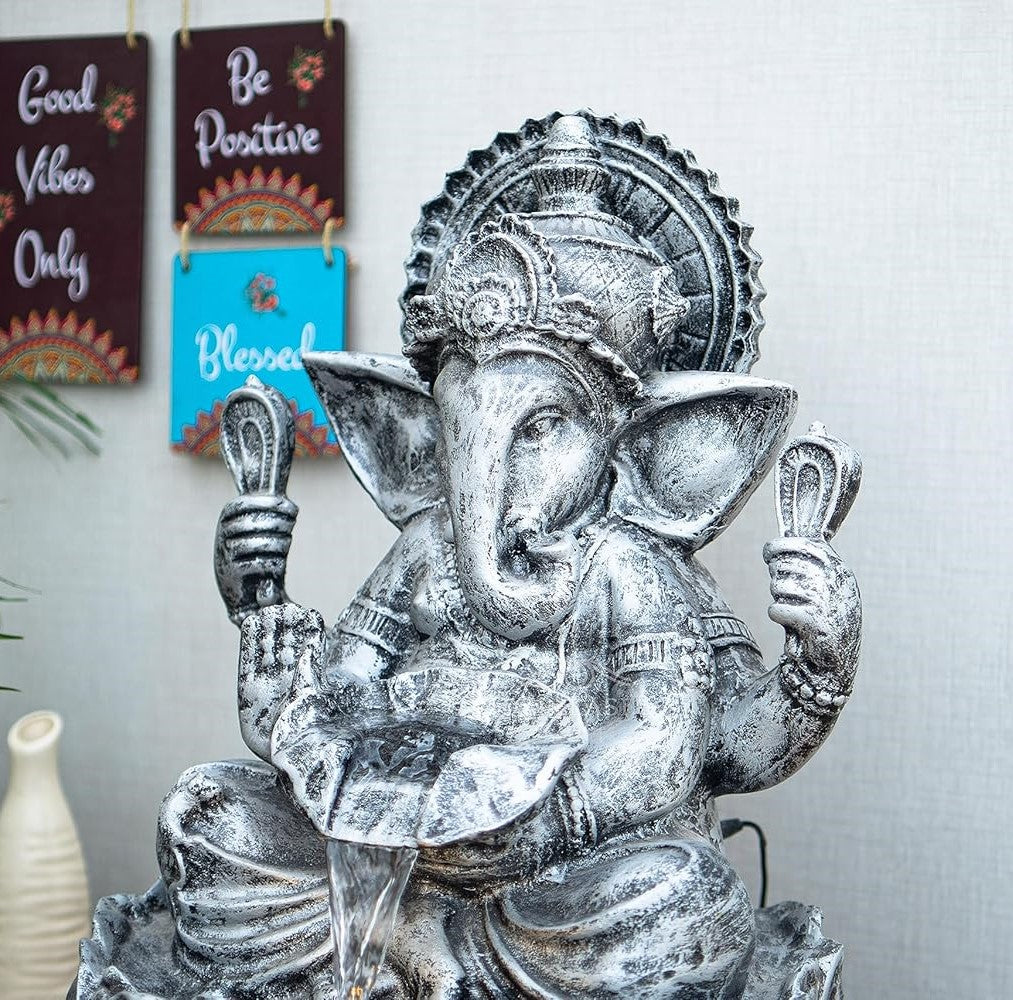 Table Top 2ft Lotus Ganesha Water Fountain for Home, Indoor Water Fountain, Water Fountain for Home vastu, Ganesha Fountain for Home décor Waterfall