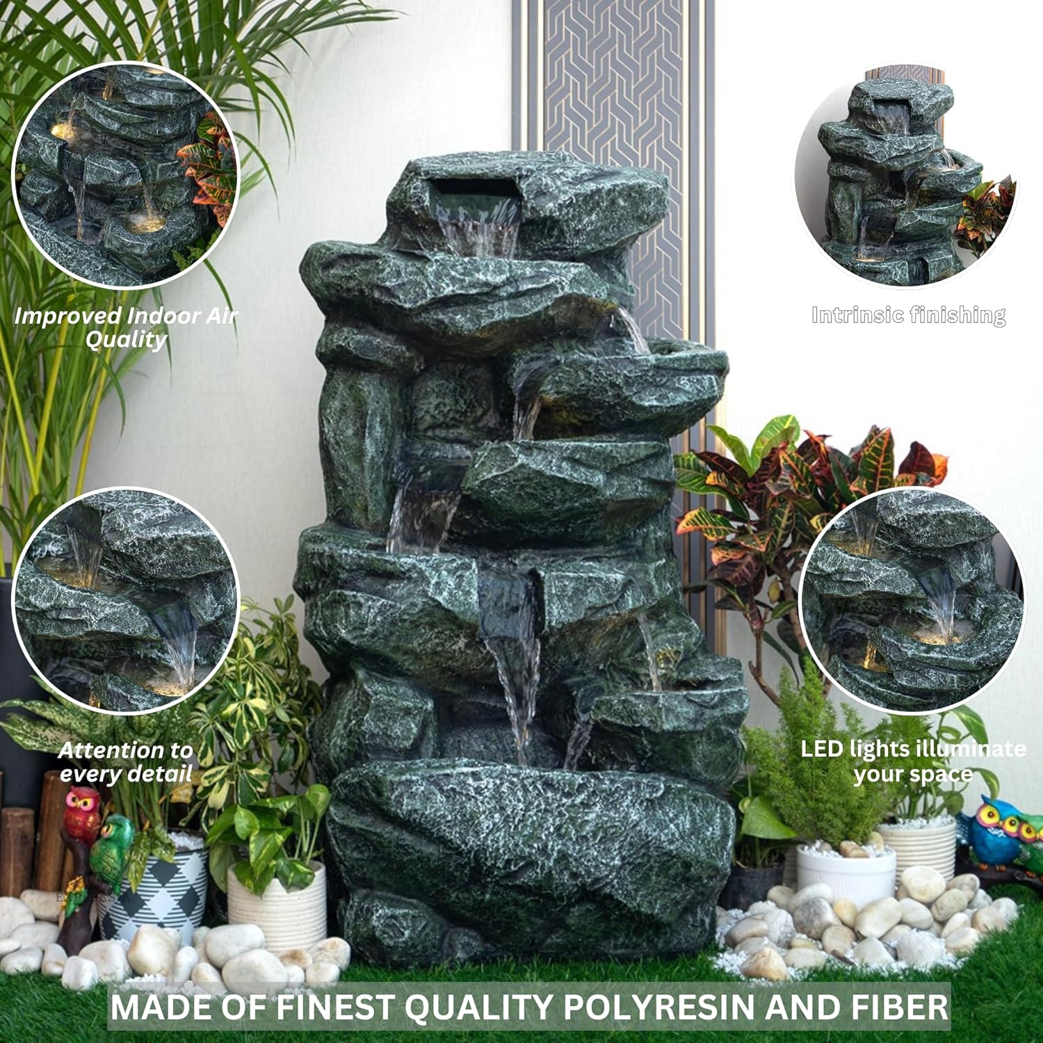 Rainforest Water Fall Water Fountain, Water Fountain for Home Big Size, Water Fountain for Garden, Water Fountain for Home vastu, Fountain for Home décor Waterfall