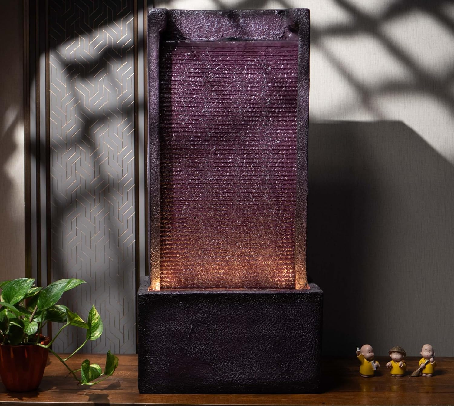 Medium Size Table Top Leaf Slate Water Fall Water Fountain for Home, Office, Garden | Housewarming Item |Water Fountain Indoor Home Decor