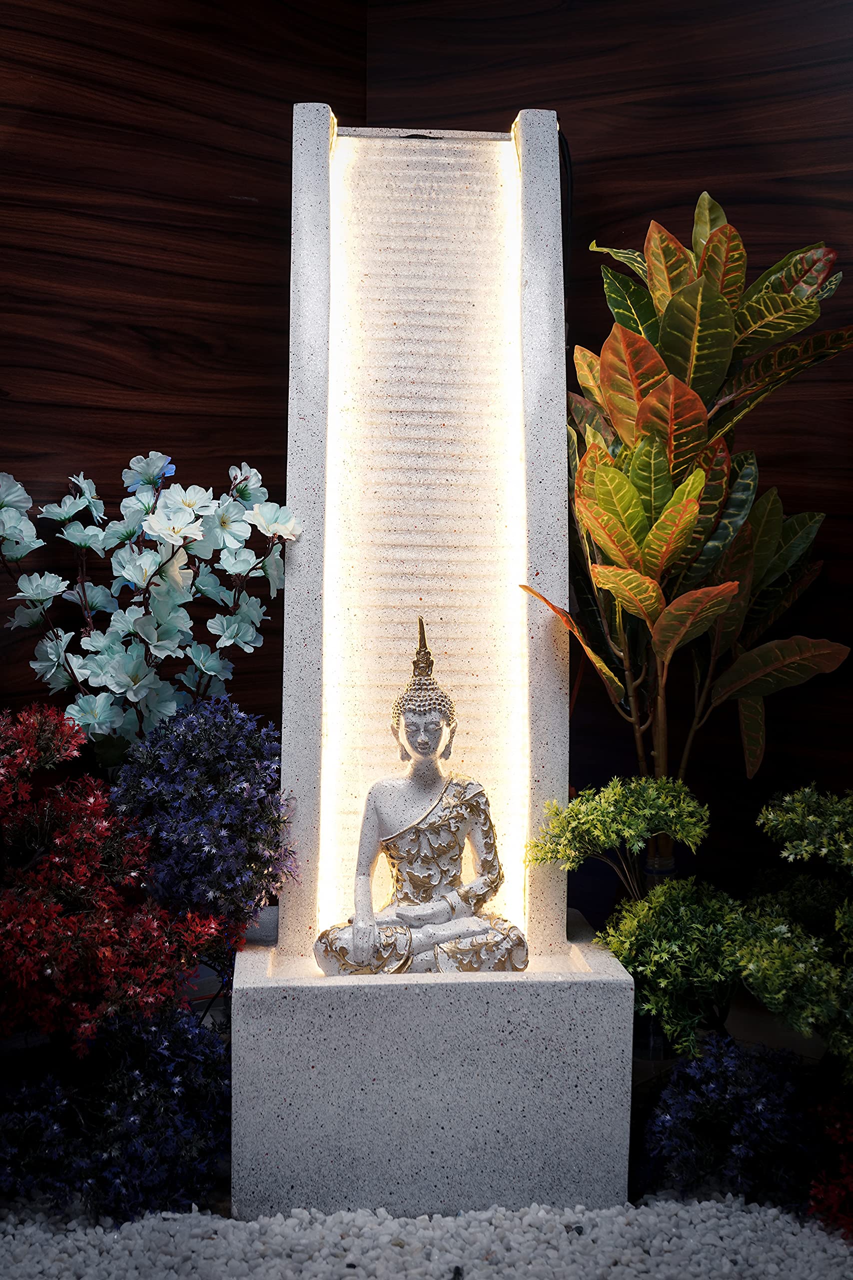 Curve Slate Buddha Water Fountain for Home, Office, Garden | Housewarming Item |Water Fountain Indoor Home Decor