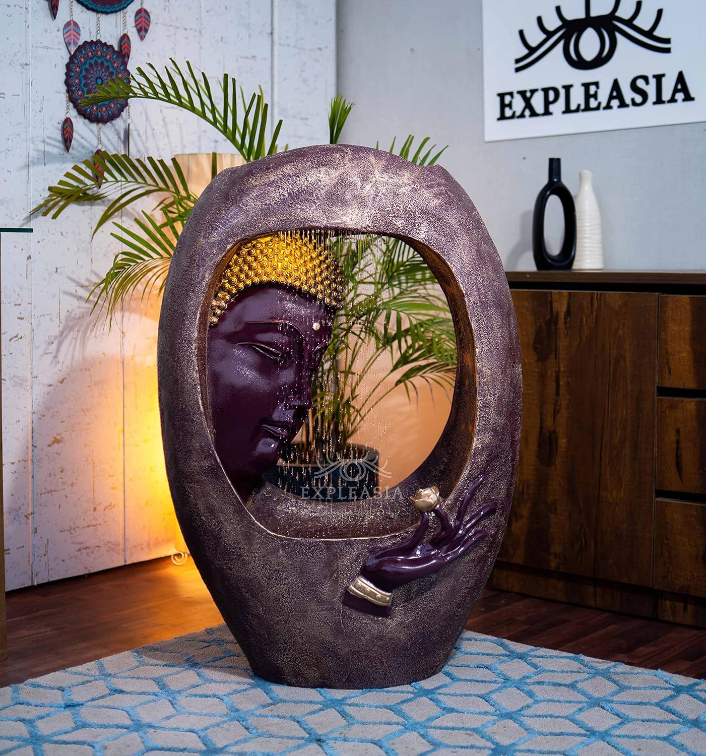 Buddha face Shower Water Fountain for Home, for Garden, Office, Commercial Spaces Indoor Fountain Big Size, Water Fountain for Home vastu, Buddha Fountain 3 feet