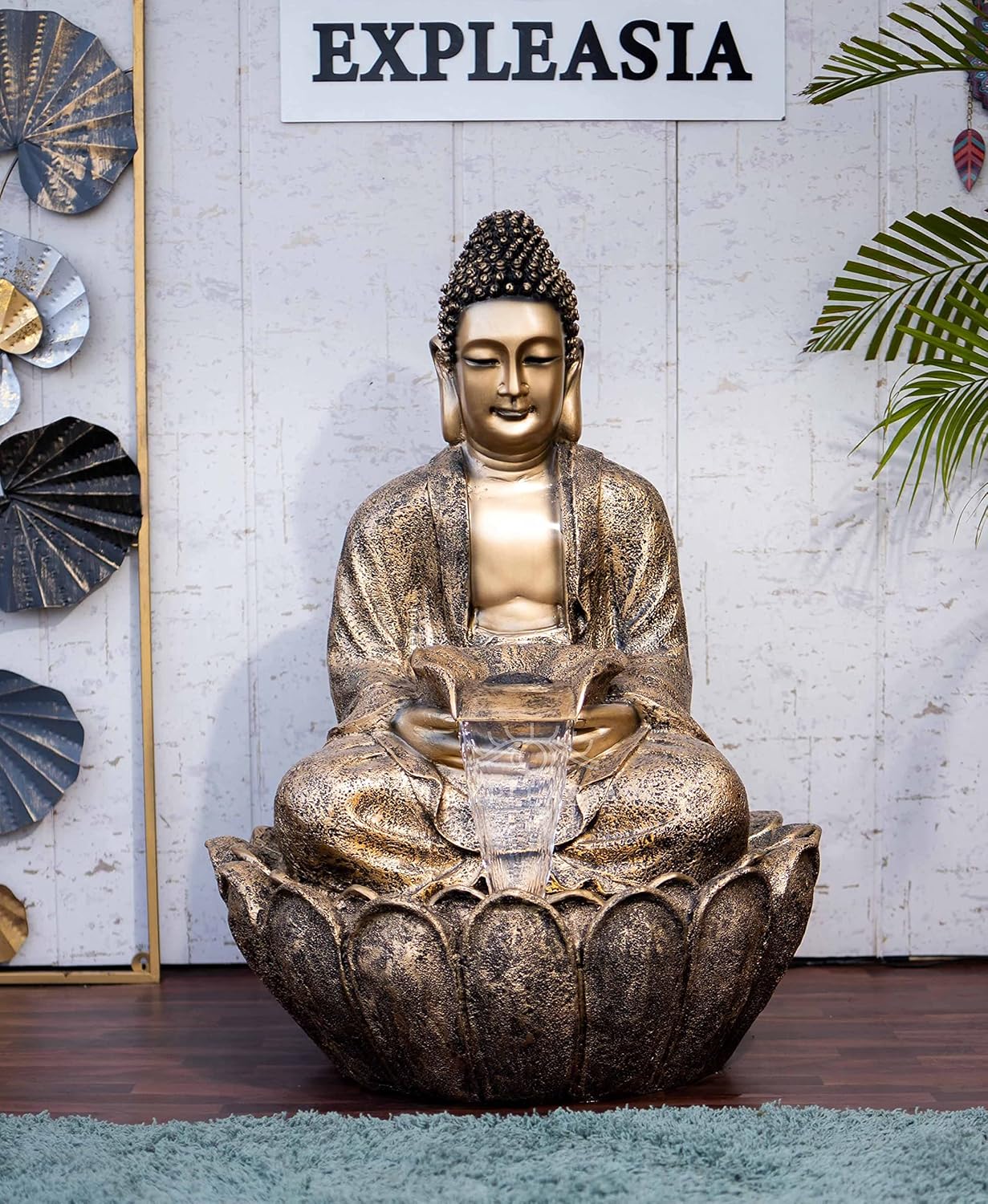 Lotus Buddha Water Fountain for Home, Indoor Fountain Big Size, for Garden, Home vastu, Buddha Fountain with electrcials Warranty, 3 feet