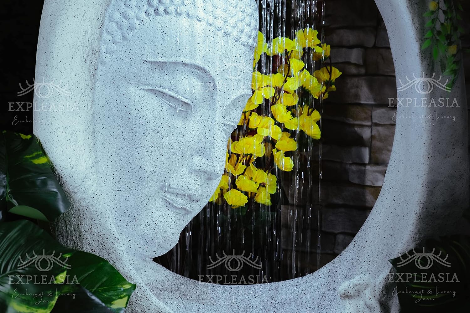 Buddha face Shower Water Fountain for Home, for Garden, Office, Commercial Spaces Indoor Fountain Big Size, Water Fountain for Home vastu, Buddha Fountain 3 feet (White)