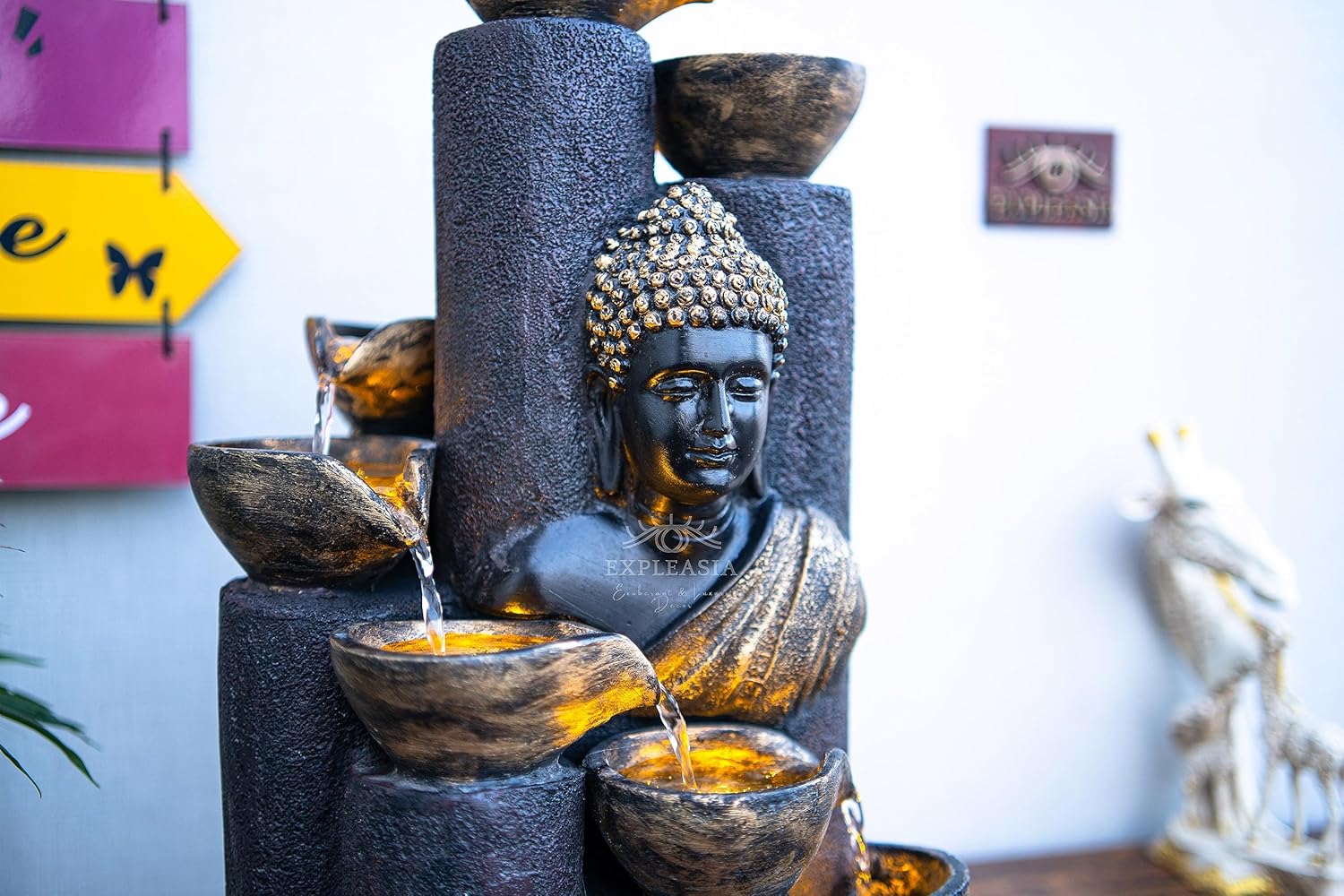 Bamboo Buddha Water Fountain for Home, Indoor Water Fountain,  Water Fountain for Garden, Water Fountain for Home vastu