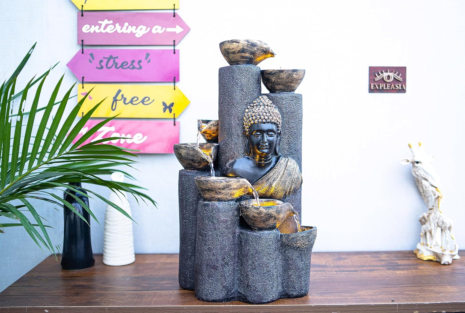 Bamboo Buddha Water Fountain for Home, Indoor Water Fountain,  Water Fountain for Garden, Water Fountain for Home vastu