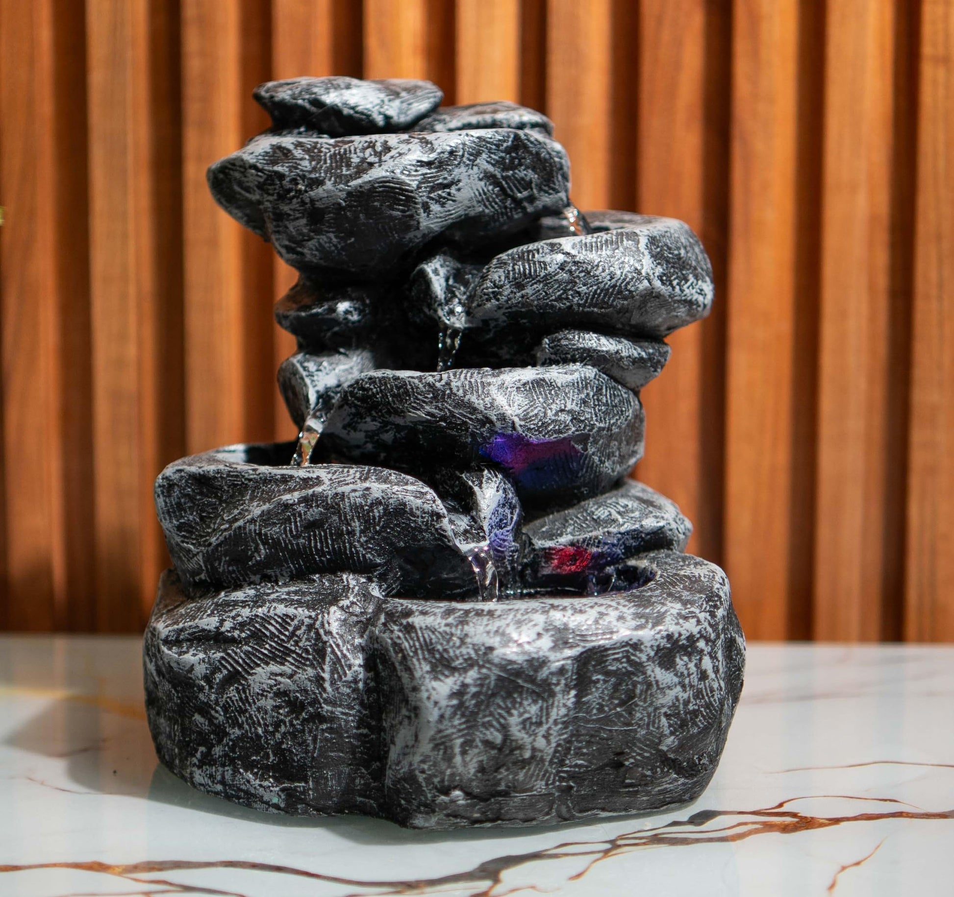 Mini Divine Lotus Buddha Water Fountain for Table Decor | Living Room Decor | Gift Items | Home & Office Decor Item | Buddha Water Fountain | Table top Water Fountain, Resin