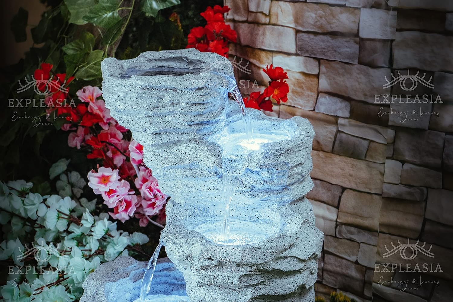3 Stream Rock Cavern Water Fountain for Home, Water Fountain for Garden, Water Fountain for Living Room, Water Fountain for Home vastu, Fountain for Home décor Waterfall