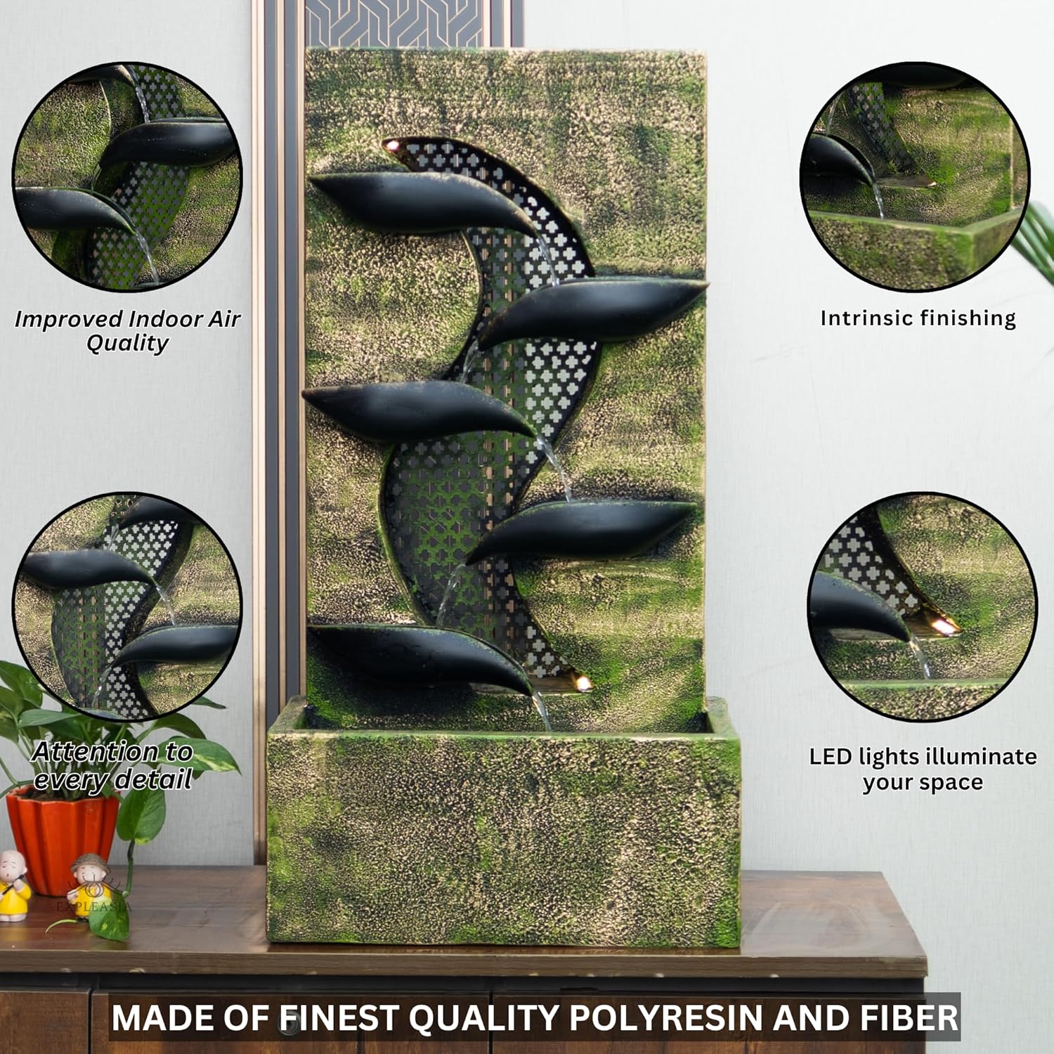 Contemporary Leaf Indoor Water Fountain, Water Fountain for Home, Water Fountain for Home and Office