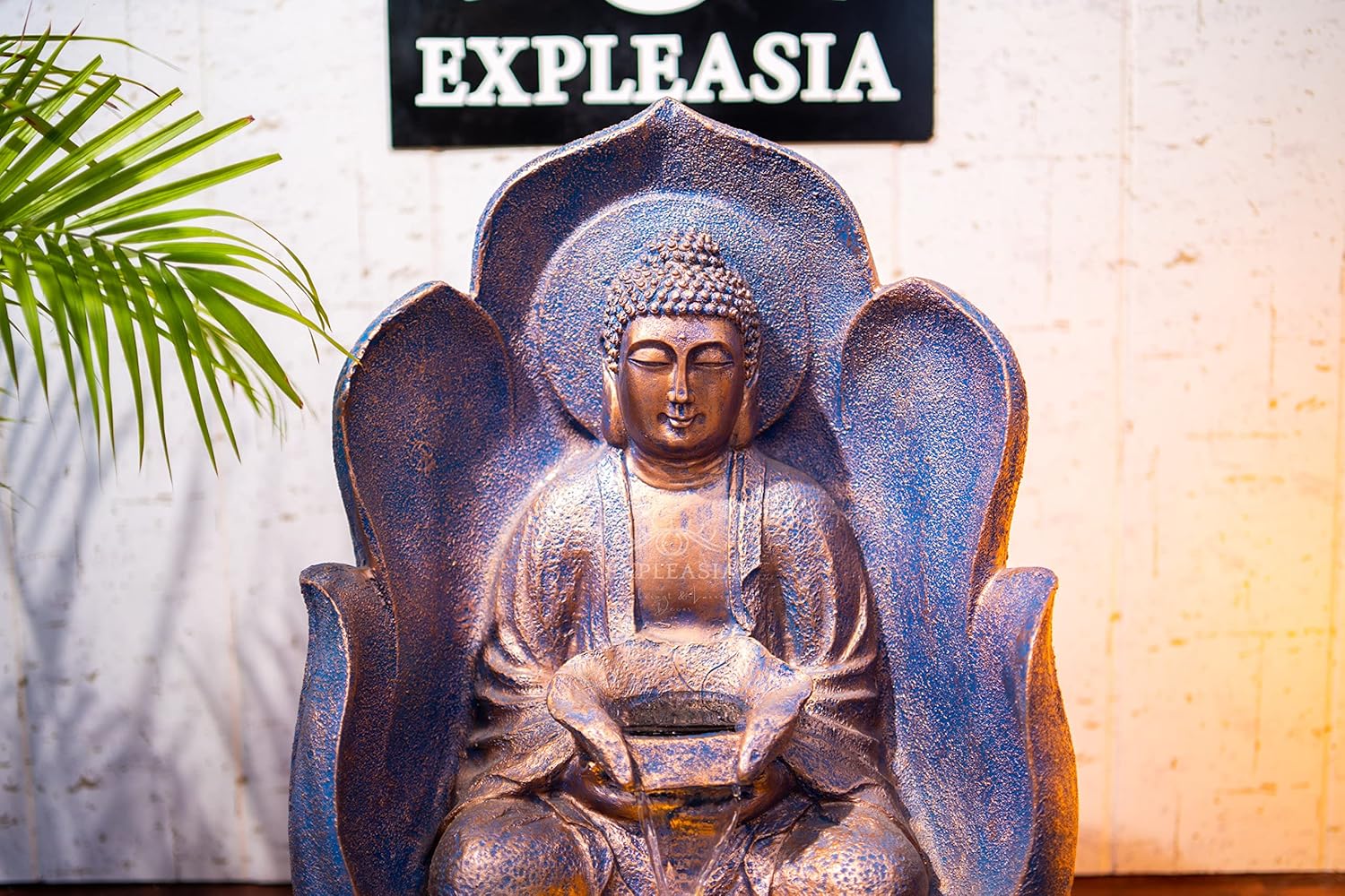 Embossed Leaf Buddha Water Fountain for Home, Office, Garden | Housewarming Gift| with Maintenance Kit| Home Decor Water Fountain, Buddha Water Fountain