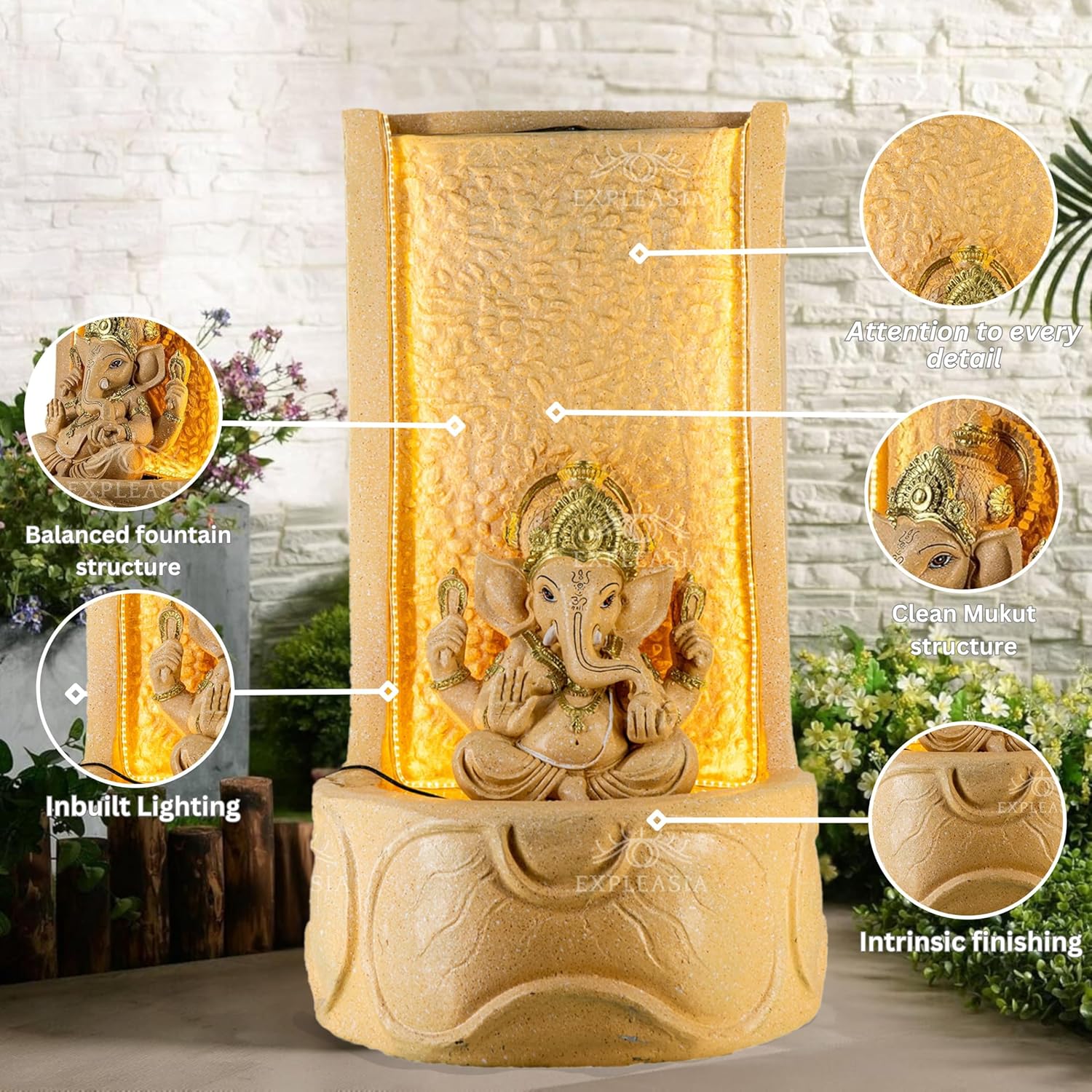 Slate Ganesha Water Fountain For Home, 3 Feet, Ganesha Water Fountain For Home, Big Size, Fountain Indoor Home Décor