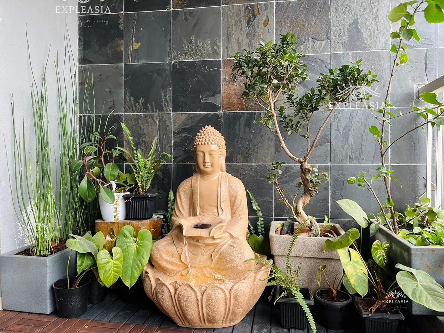 Lotus Buddha Water Fountain for Home, Indoor Fountain Big Size, for Garden, Home vastu, Buddha Fountain with electrcials Warranty, 3 feet