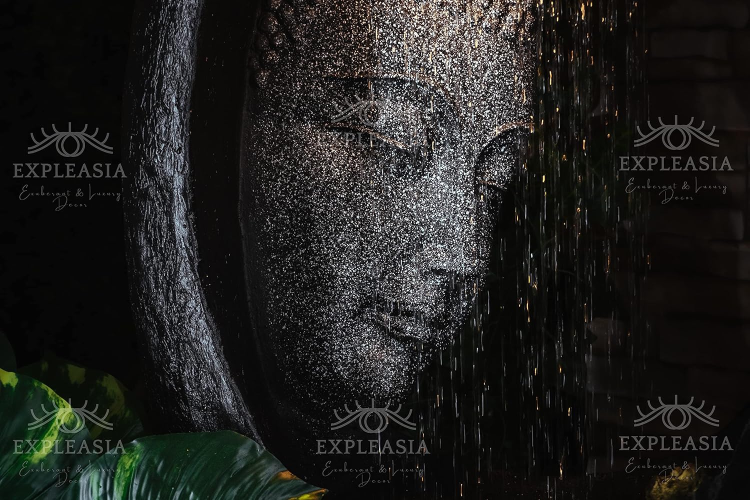 Buddha face Shower Water Fountain for Home, for Garden, Office, Commercial Spaces Indoor Fountain Big Size, Water Fountain for Home vastu, Buddha Fountain 3 feet (Black)