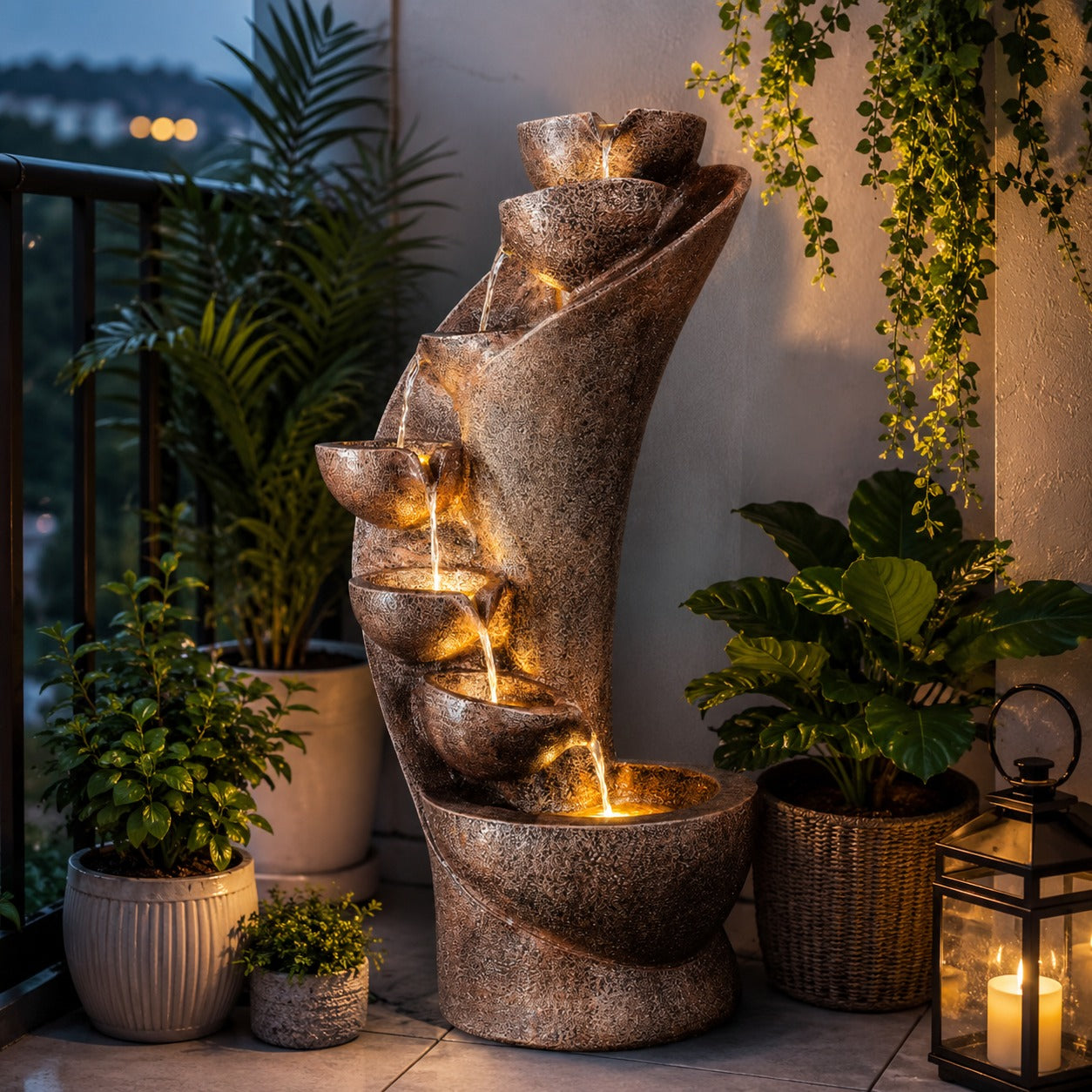 7 Stacked Chalice Water Fountain - Large Size for Home, Garden & Vastu