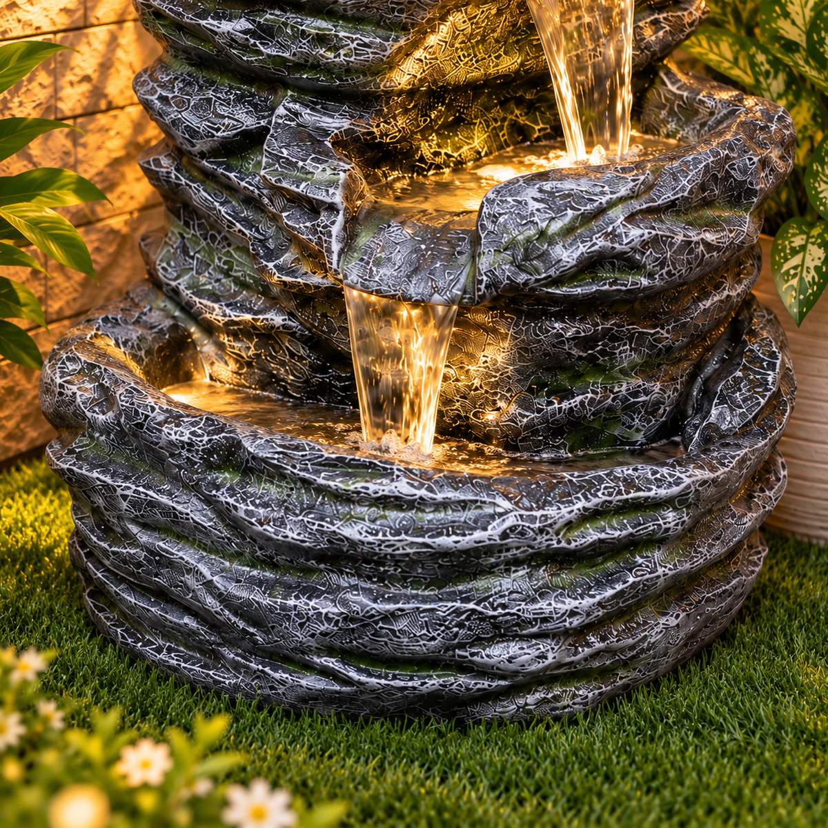 5 Tier Rock Water Fountain – Big Size | For Garden & Home Vastu