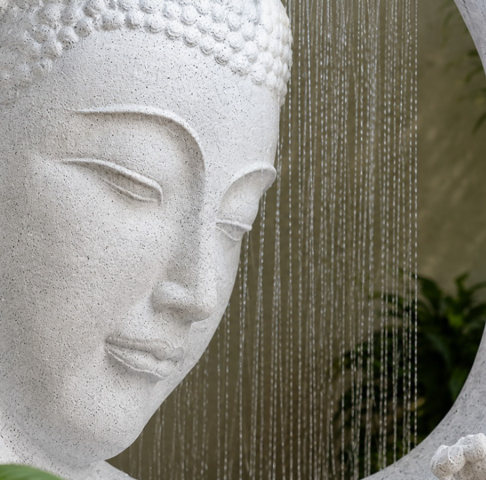 Buddha Face Shower Water Fountain – White (3ft)