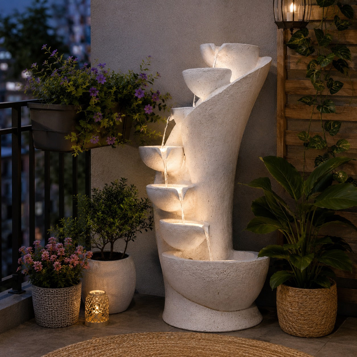 7 Stacked Chalice Water Fountain - Large Size for Home, Garden & Vastu