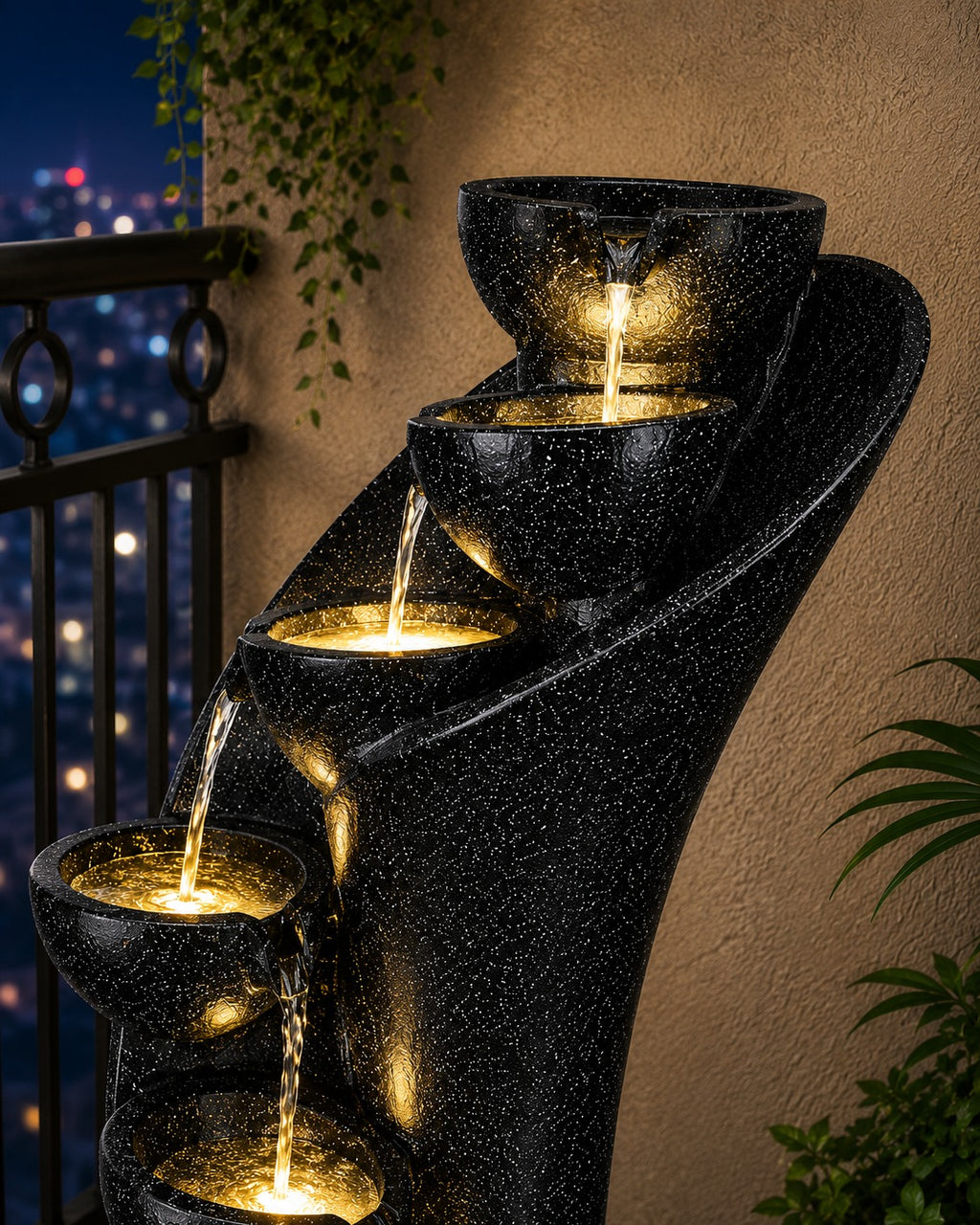 7 Stacked Chalice Water Fountain - Large Size for Home, Garden & Vastu