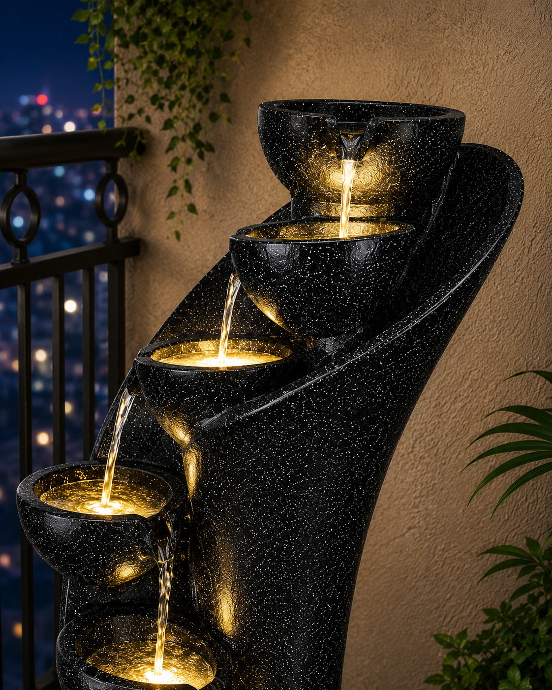 7 Stacked Chalice Water Fountain - Large Size for Home, Garden & Vastu