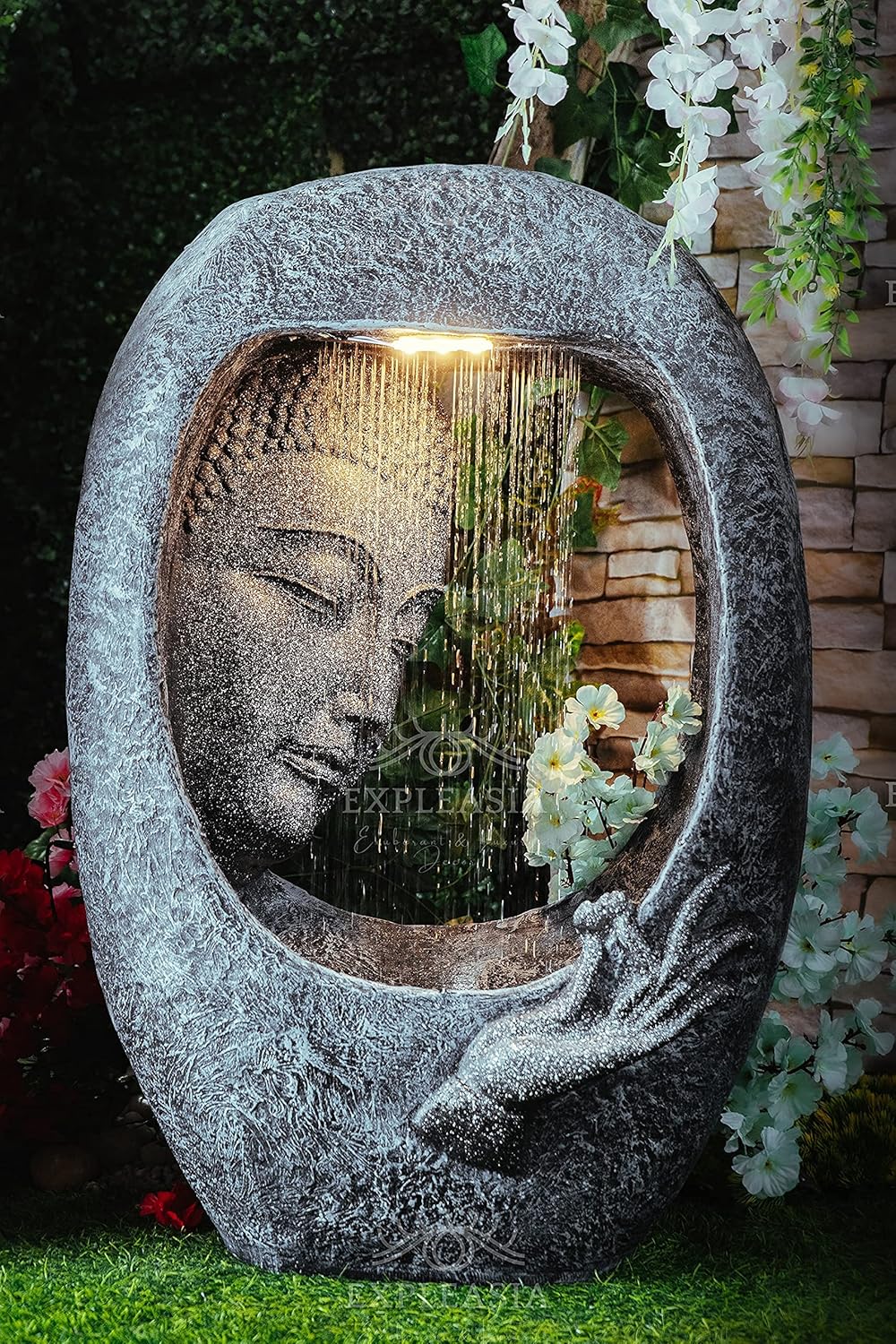 Buddha face Shower Water Fountain for Home, for Garden, Office, Commercial Spaces Indoor Fountain Big Size, Water Fountain for Home vastu, Buddha Fountain 3 feet