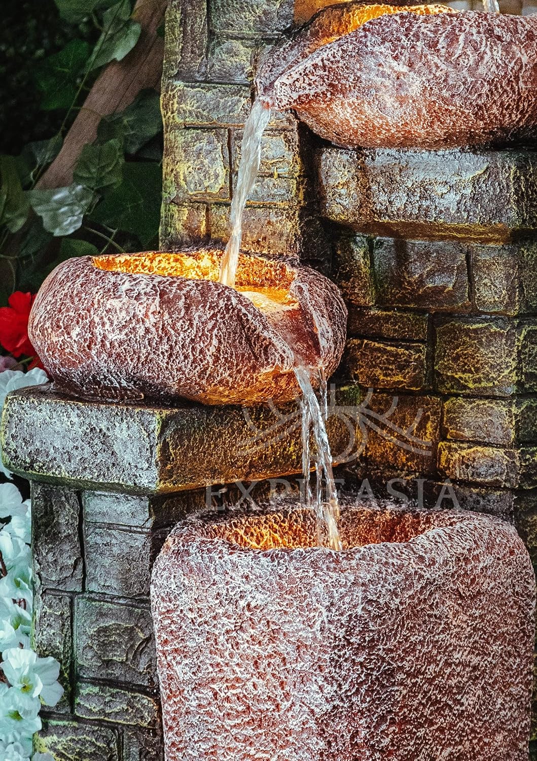 4 Tiered Stone Bowl Water Fountain, Water Fountain for Garden, Water Fountain for Home vastu, Waterfall Fountain Indoor Home décor, Buddha Fountain