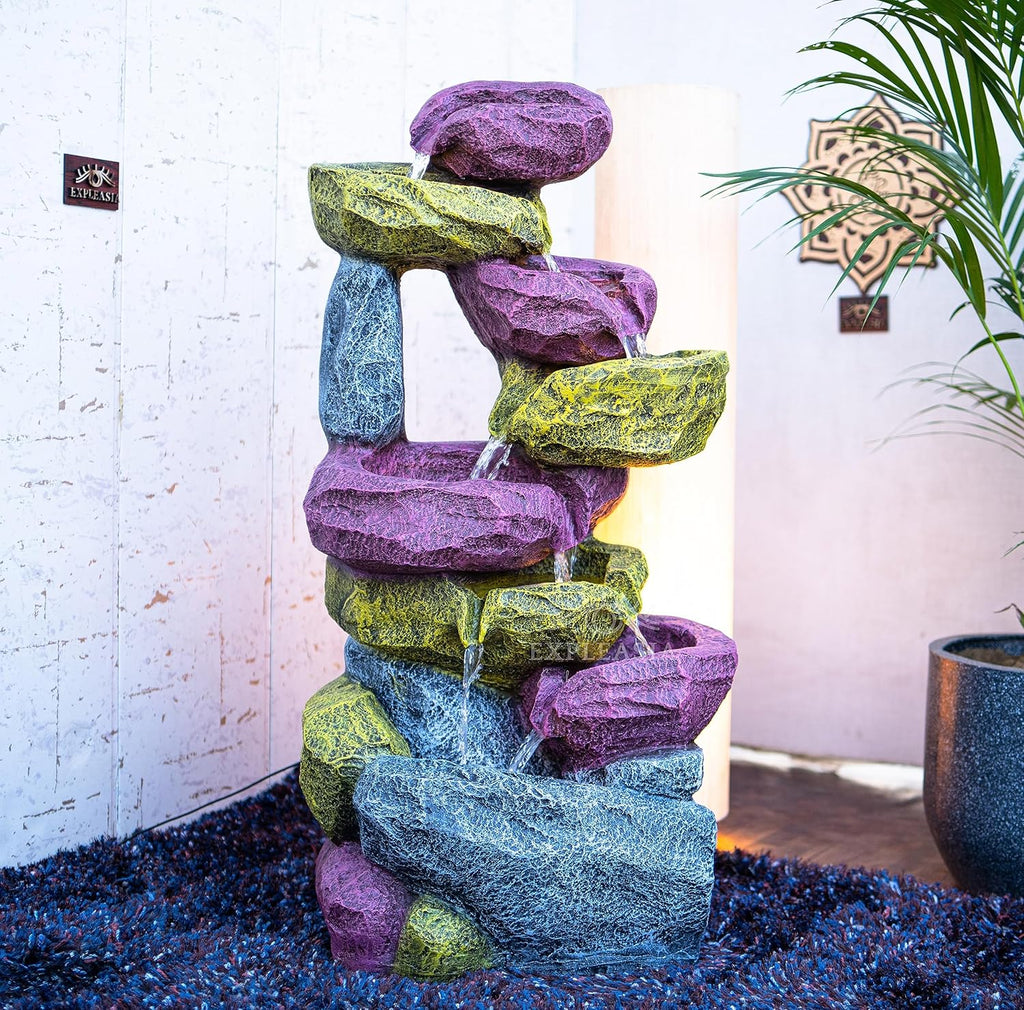 Resting Rock Stone Water Fountain, Water Fountain for Home Vastu, Fountain for Home Décor Waterfall, Outdoor Fountain