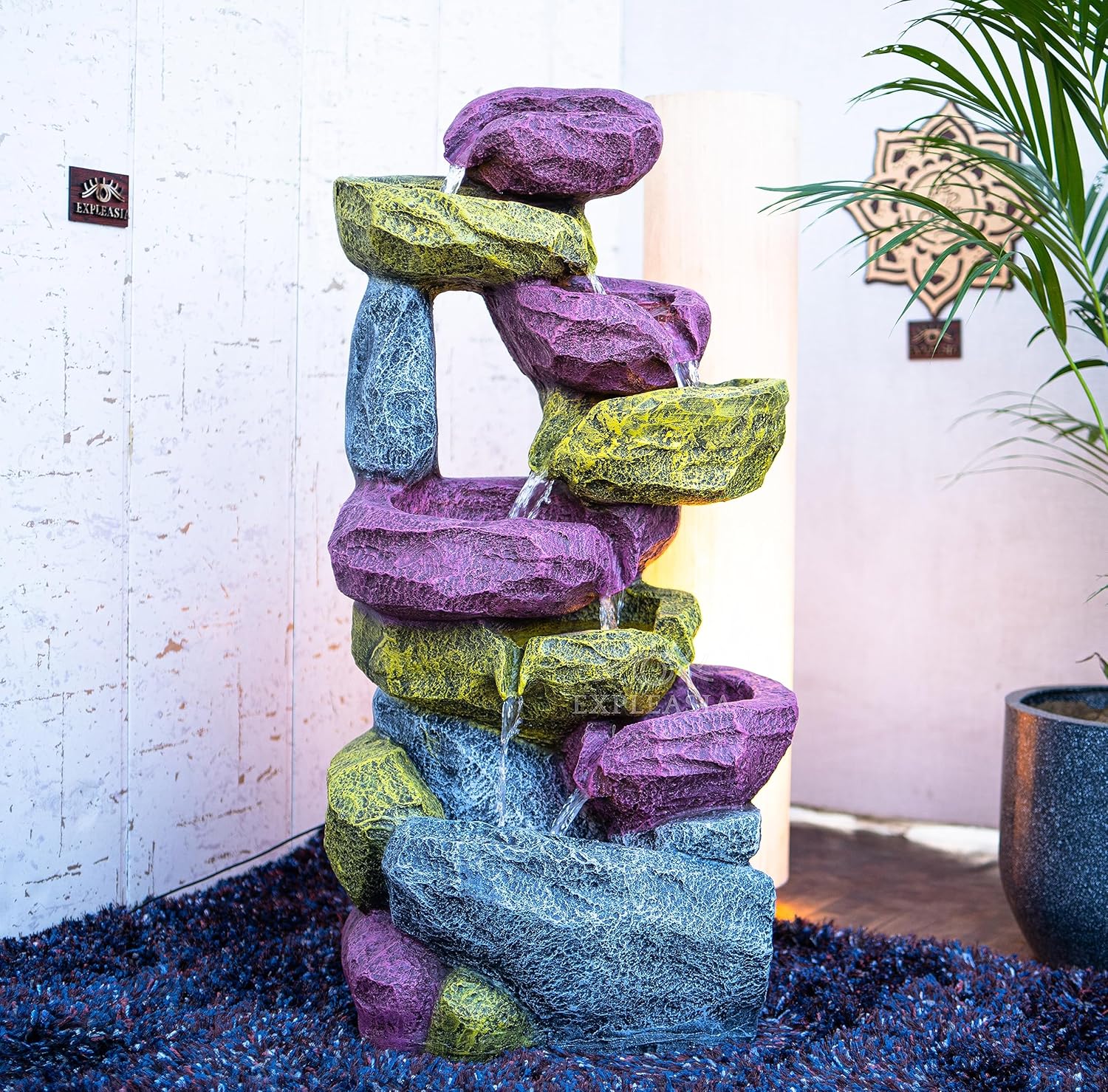 Resting Rock Stone Water Fountain, Water Fountain for Home Vastu, Fountain for Home Décor Waterfall, Outdoor Fountain