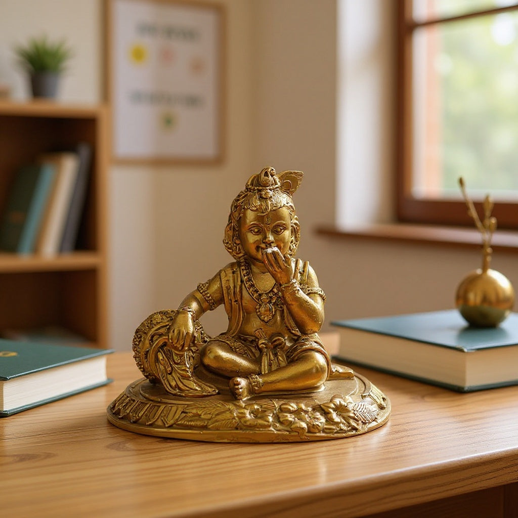 Decorative Makhan Chor Idol Showipece for Car deshboard, Office Table and Home Temple, Gift Item