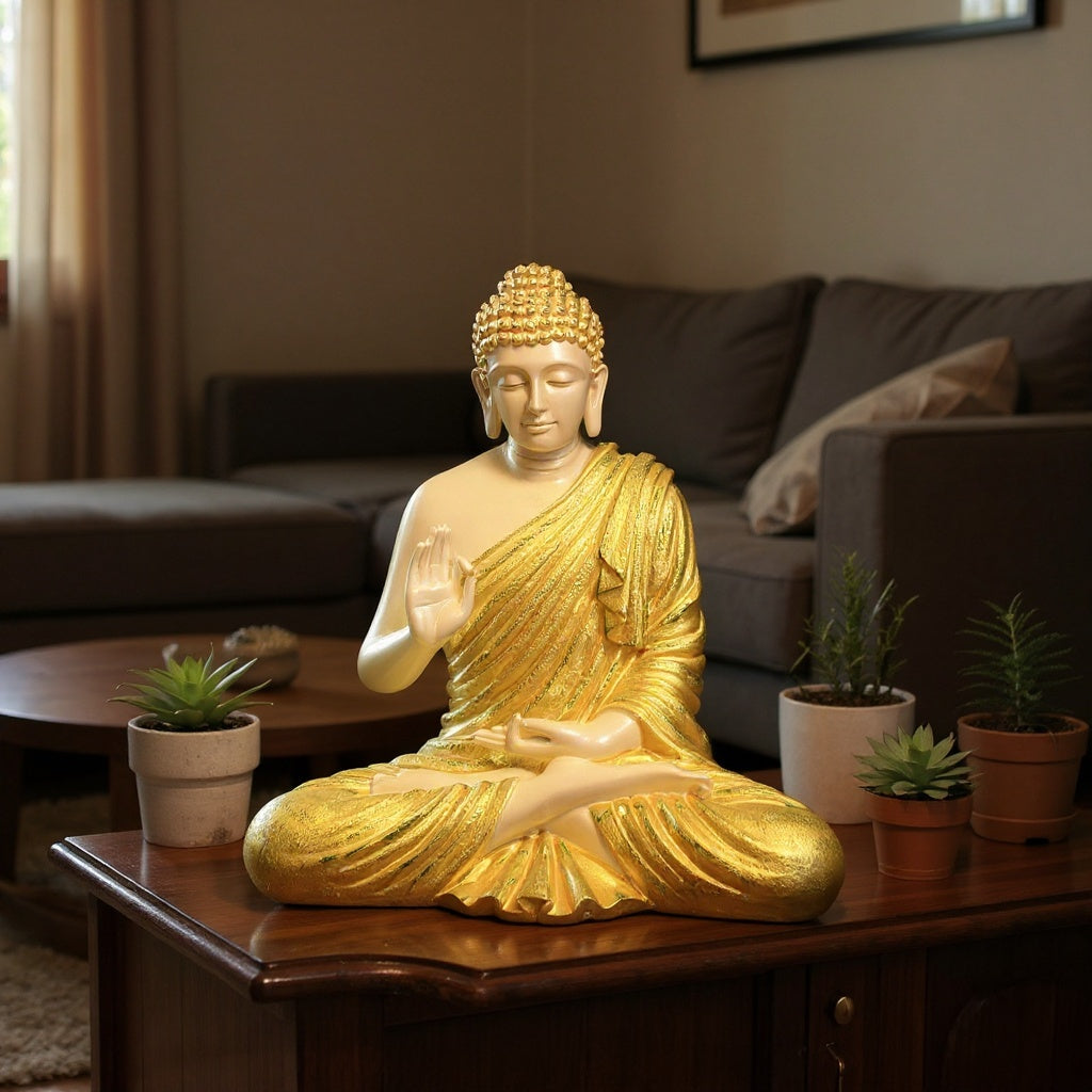 Buddha Showpiece, Statue for Home Decor, Buddha showpiece | Buddha | Buddha for Home Decor | Interior Design | Showpiece for Home, Office, Hotel ( Golden)