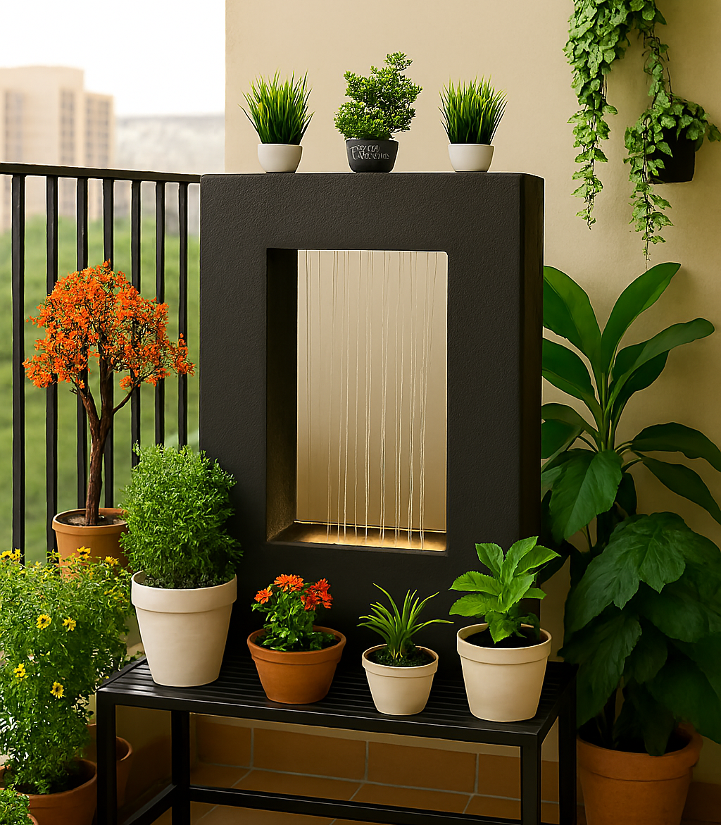Square Planter Indoor Tabletop Fountain, Water Fountain for Living Room, Water Fountain for Home vastu