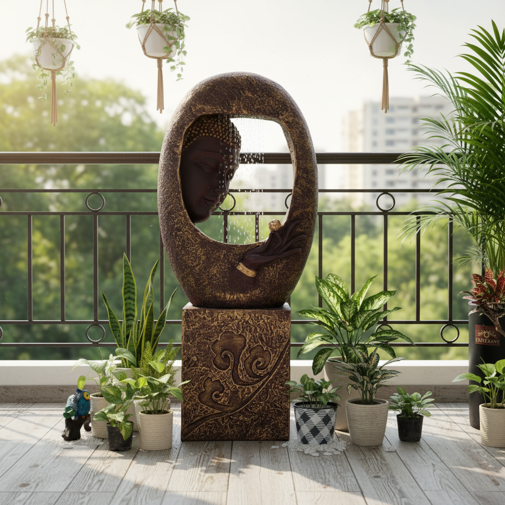 Buddha Face Shower with Stand Water Fountain for Home, Indoor Water Fountain Big Size, Water Fountain, Water Fountain for Garden, Water Fountain for Home vastu