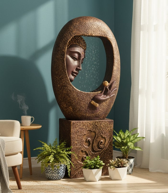 Buddha Face Shower with Stand Water Fountain for Home, Indoor Water Fountain Big Size, Water Fountain, Water Fountain for Garden, Water Fountain for Home vastu