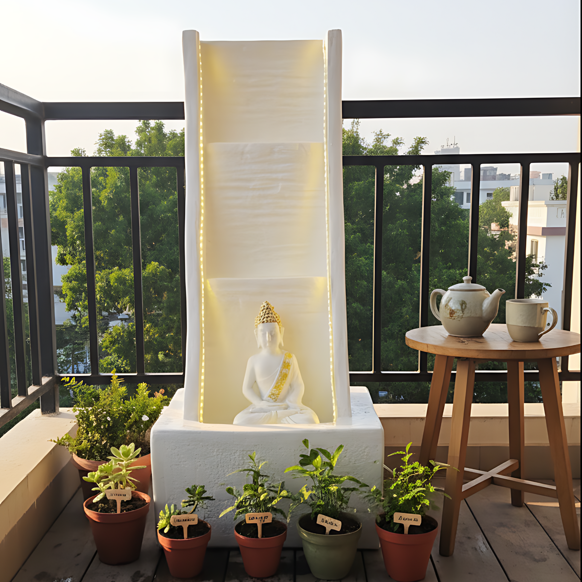 3 Step Slate Buddha Water Fountain for Home, Garden, Indoor Fountain Big Size, vastu, Buddha Water Fountain Indoor Home décor