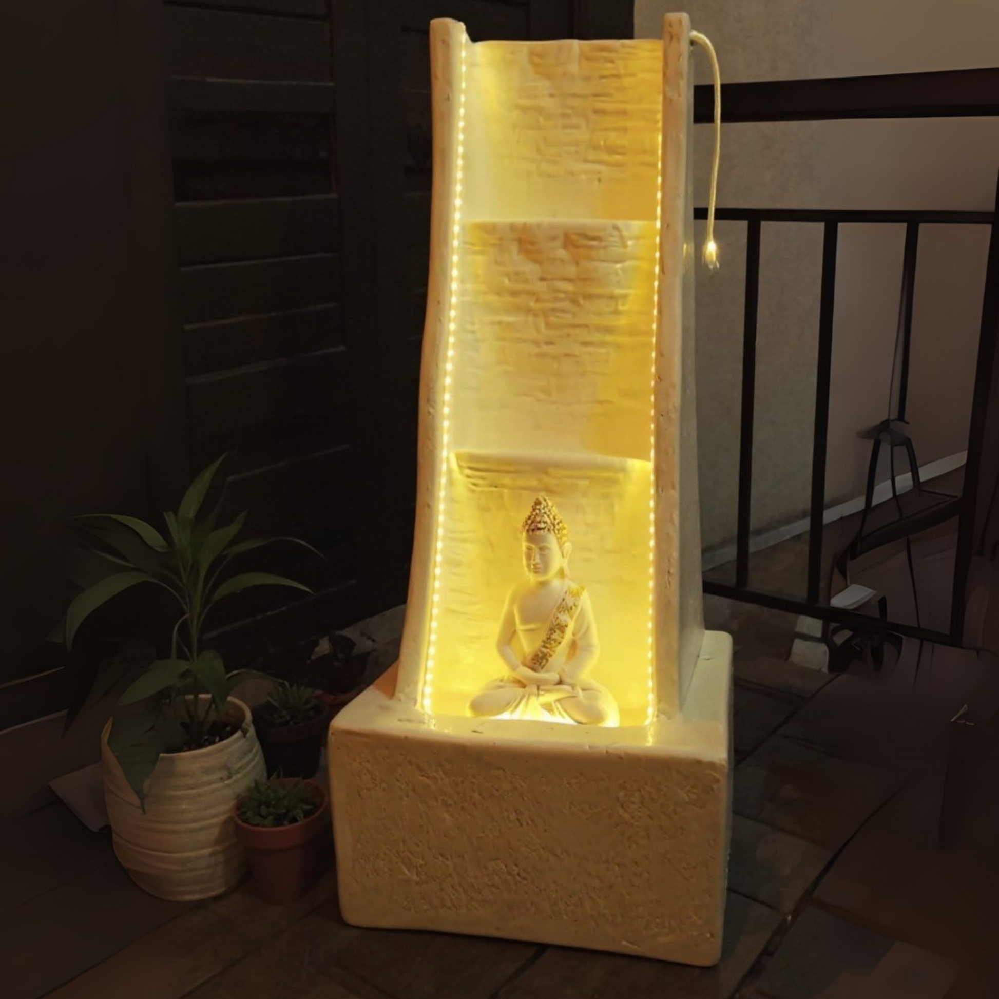 3 Step Slate Buddha Water Fountain for Home, Garden, Indoor Fountain Big Size, vastu, Buddha Water Fountain Indoor Home décor