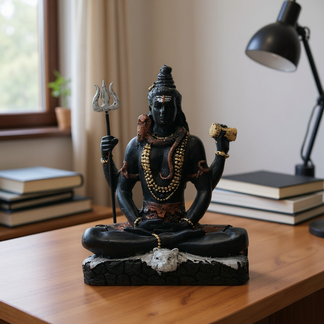 Decorative Lord Shiva Idol Showipece for Car deshboard, Office Table and Home Temple, Gift Item (Black)