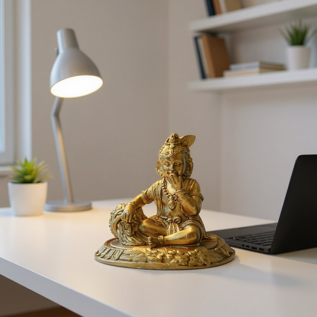 Decorative Makhan Chor Idol Showipece for Car deshboard, Office Table and Home Temple, Gift Item