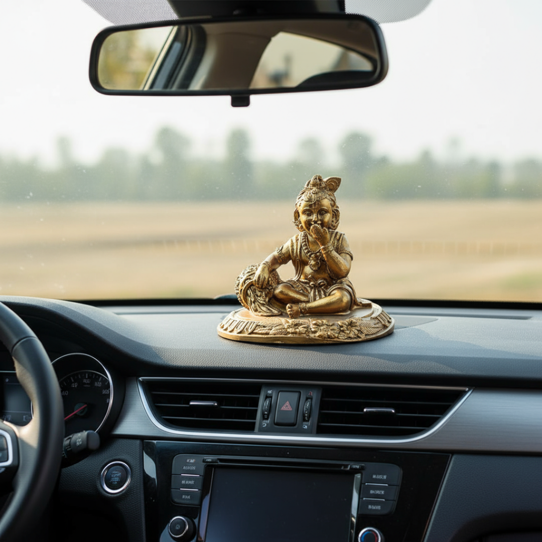 Decorative Makhan Chor Idol Showipece for Car deshboard, Office Table and Home Temple, Gift Item