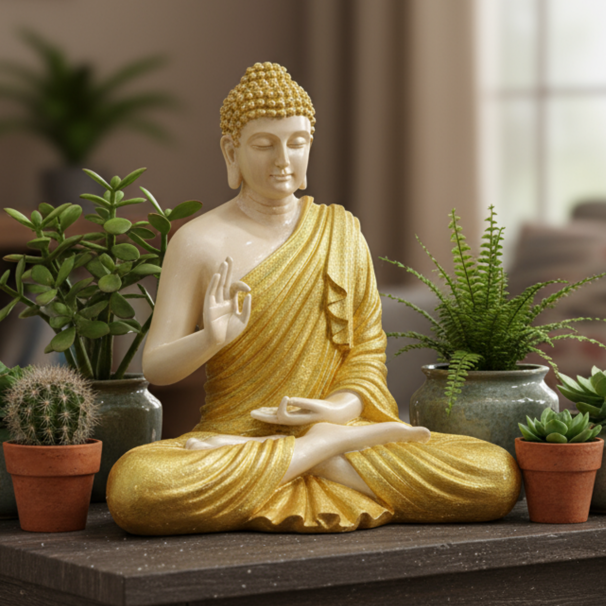 Buddha Showpiece, Statue for Home Decor, Buddha showpiece | Buddha | Buddha for Home Decor | Interior Design | Showpiece for Home, Office, Hotel ( Golden)