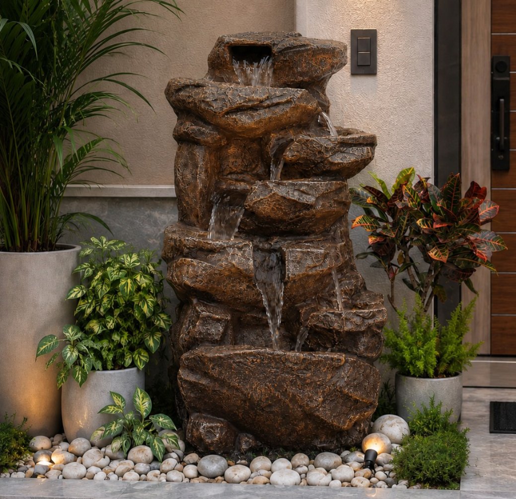 Rainforest Waterfall Fountain - Large Size for Home, Garden & Vastu Harmony