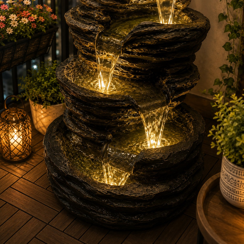 5 Tier Rock Water Fountain – Big Size | For Garden & Home Vastu