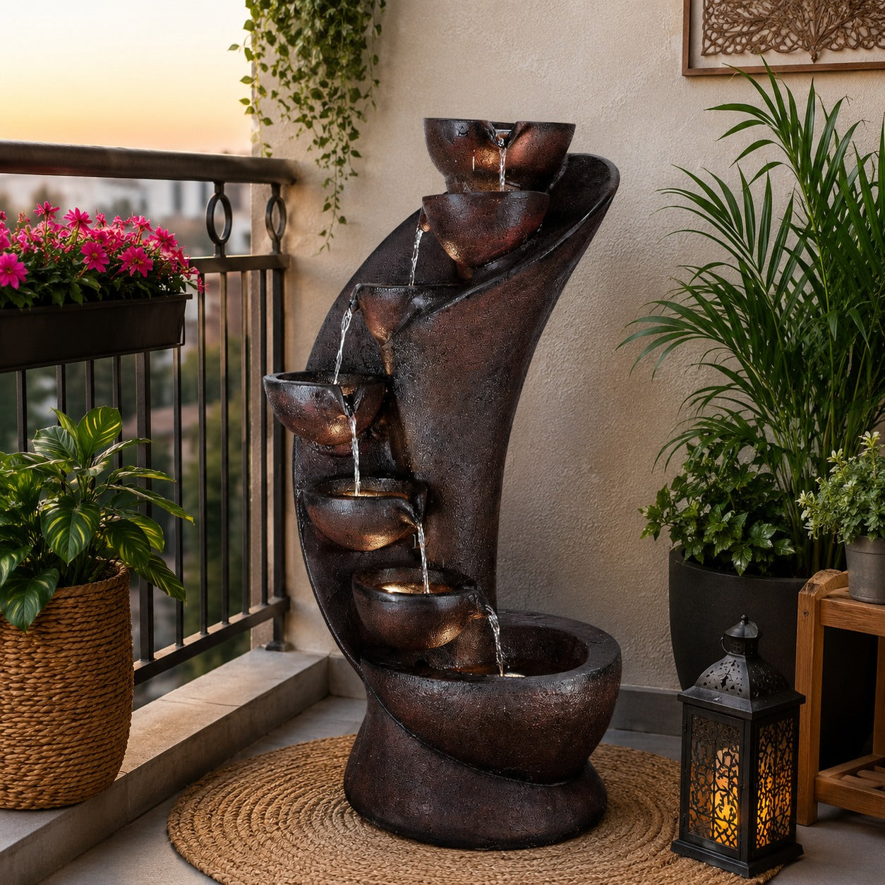 7 Stacked Chalice Water Fountain - Large Size for Home, Garden & Vastu