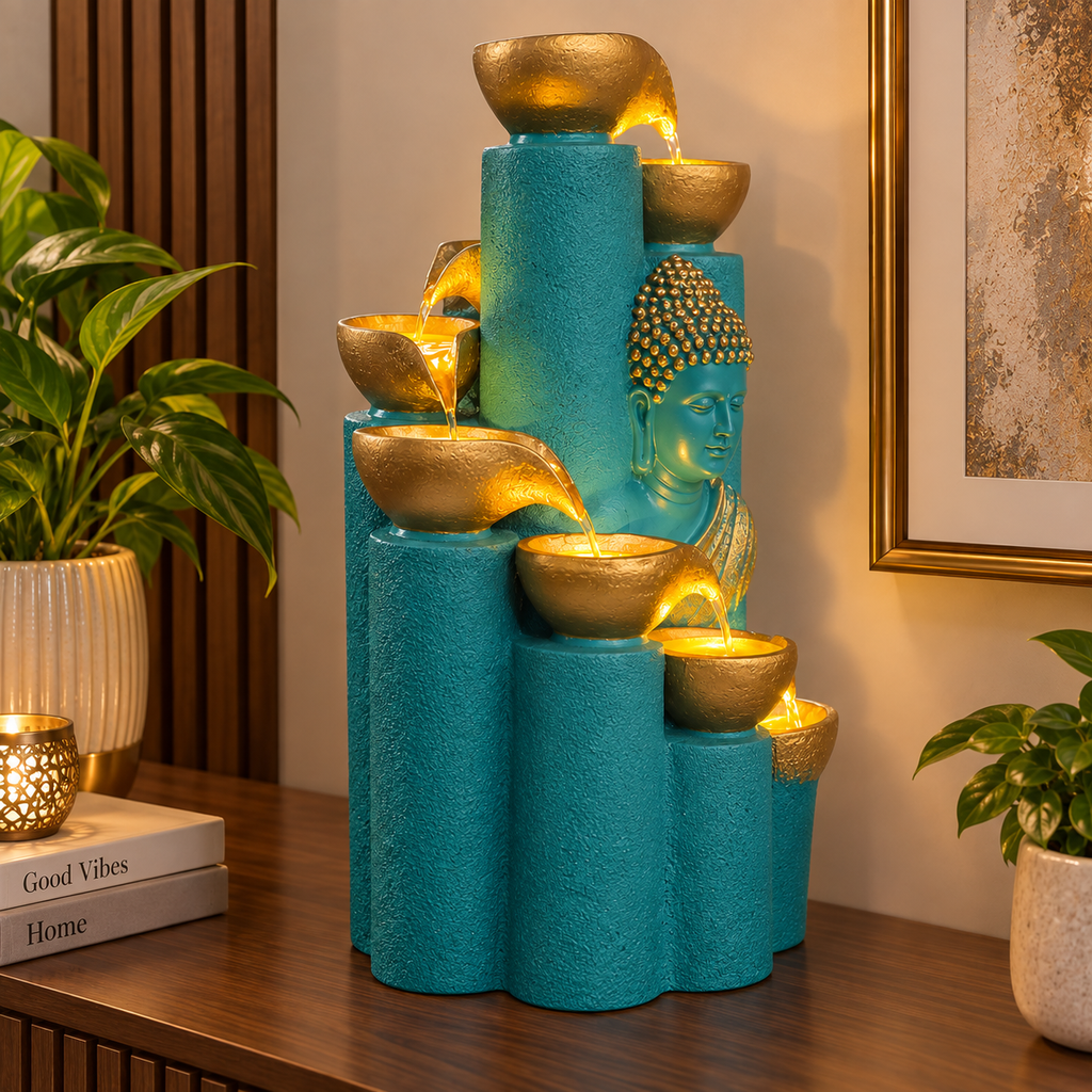 Bamboo Buddha Water Fountain – Elegant Décor for Home, Garden & Vastu
